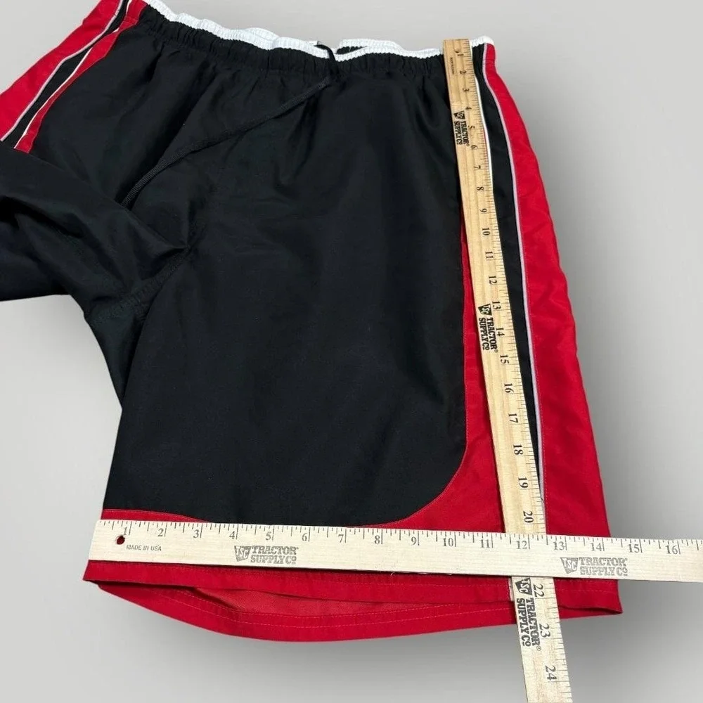 Vintage Nike Swim‎ Shorts Mens 2XL Black Red Mesh Lined Trunks T95502B1